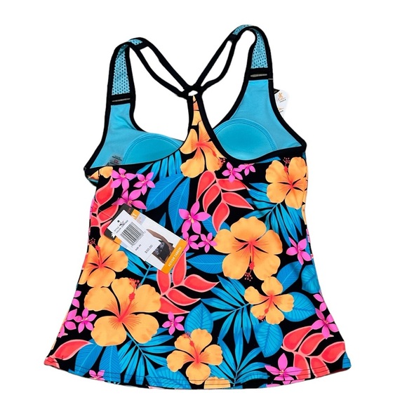 Women’s Zeroxposur XS Tankini Padded UPF Swim Swimwear Tank Top Teal Orange NWT - Picture 4 of 9